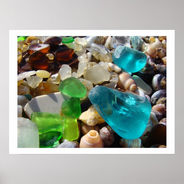 Beach Sea Glass art prints Coastal Rock Garden (Front)