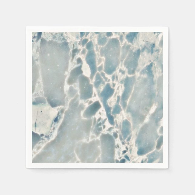 Beach Sea Glass Ocean Blues Teal & Aqua Marble Napkin (Front)