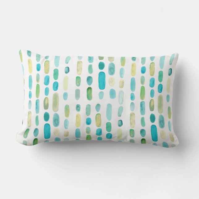 Beach Sea Glass Watercolor Lumbar Cushion (Front)