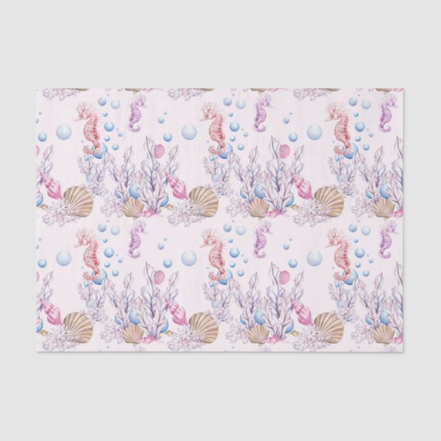 Beach sea horse pattern party tissue paper (Front)