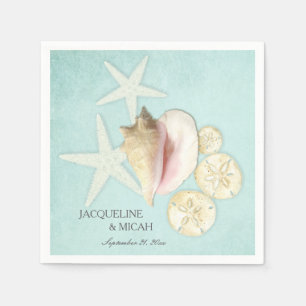 Beach Sea Ocean Shore Coastal Shells Wedding Party Napkin