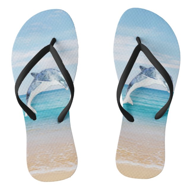 Beach,Sea,Sand,Dolphin Flip Flops (Footbed)