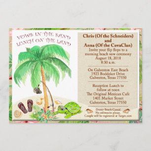 Beach Sea Shell Palm Tree Sea Floral Wedding Invitation