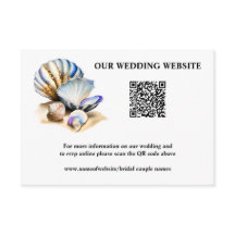 Beach sea shells iridescent online QR code rsvp