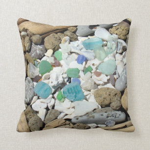 Beach Sea Shells Throw Pillows Sea Glass Fossils