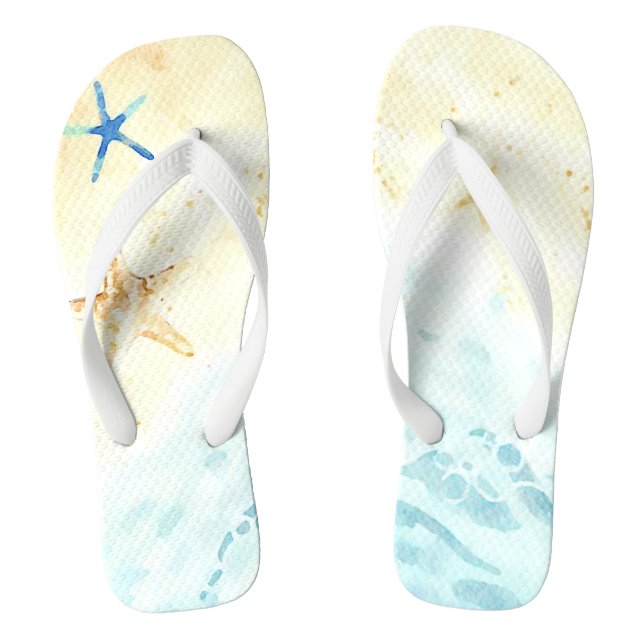 *~* Beach Sea Shore Star Fish Nautical AR7 Flip Flops (Footbed)