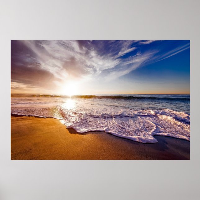 Beach Sea Sunset Sun Sunlight Sand Coast       Poster (Front)