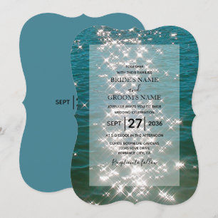 Beach Sea Water Sparkles Wedding Invitations