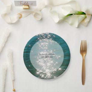 Beach Sea Water Sparkles Wedding Paper Plate