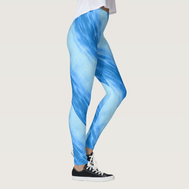 Beach sea wave ripple pattern blue leggings (Right)