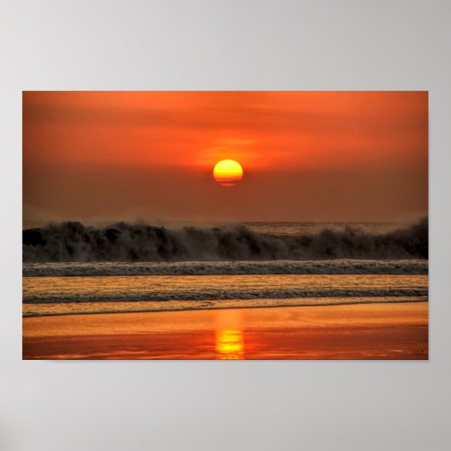 Beach Sea Wave Sunset Poster (Front)
