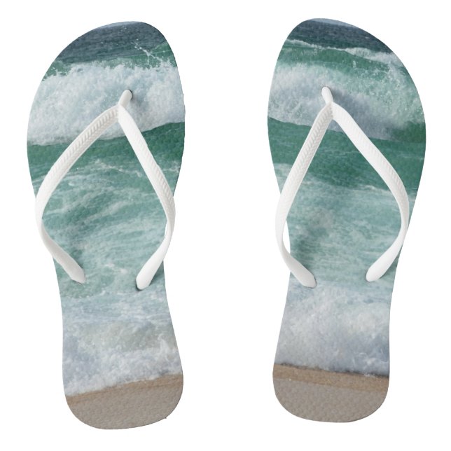 Beach Sea Waves Seaside Custom Template Adult Flip Flops (Footbed)
