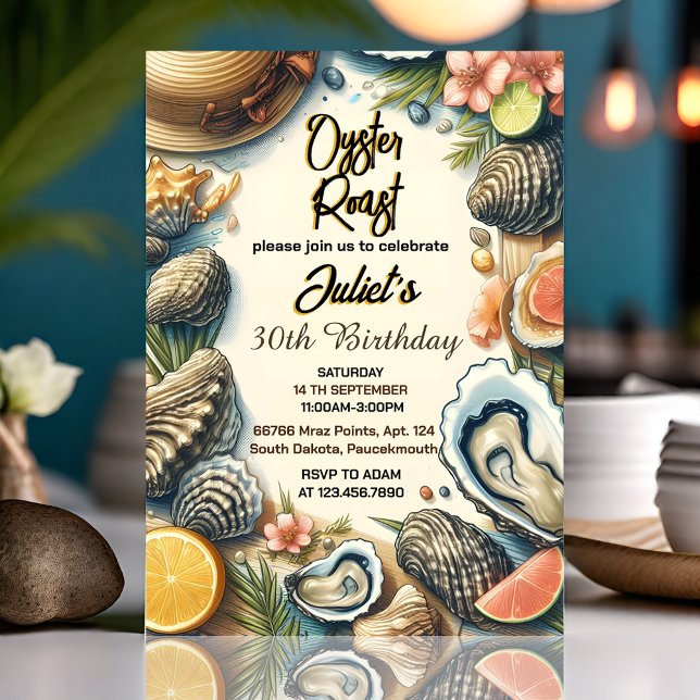 Beach Seafood pearl oyster roast 30th Birthday Invitation (Creator Uploaded)