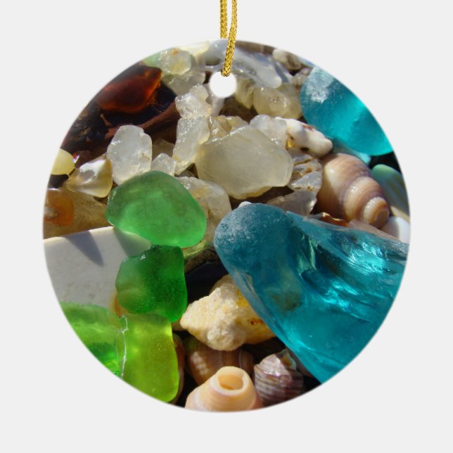 Beach Seaglass ornaments Agates Shells gifts (Front)