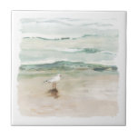 Beach Seagull Cove Tile<br><div class="desc">Seagull Cove I by Victoria Borges. Features a soft image of a seagull near the beach shore.</div>