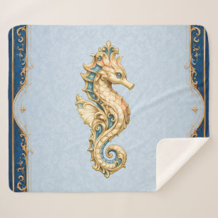 Beach seahorse coastal resort bedding sherpa blanket