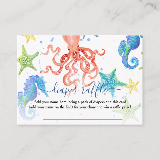 Beach Seahorse Octopus Starfish Colourful Baby Business Card (Front)