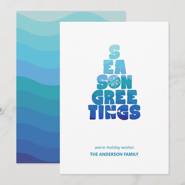 Beach Seas And Greetings Holiday Card (Front/Back)