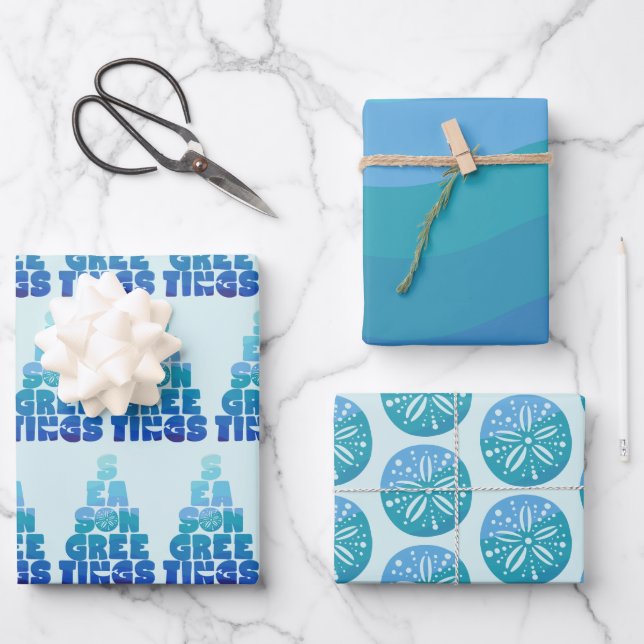 Beach Seas And Greetings Wrapping Paper Sheet (Front)