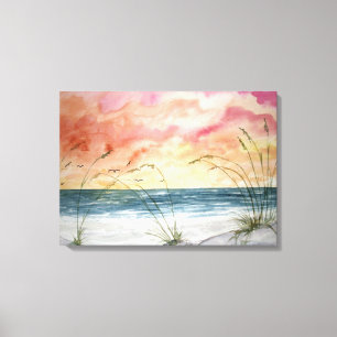 beach seascape watercolor painting canvas print
