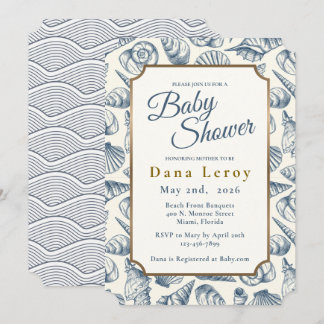 Beach Seashell Baby Shower Invitation