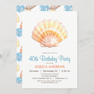 Beach Seashell Birthday Party Invitation