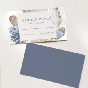 Beach SeaShell Blue wedding RSVP Card