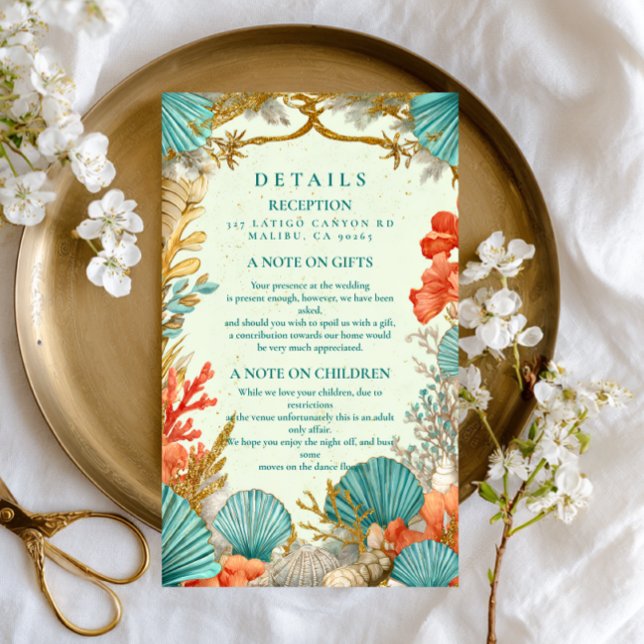 Beach Seashell Botanical Wedding Enclosure Card (Creator Uploaded)