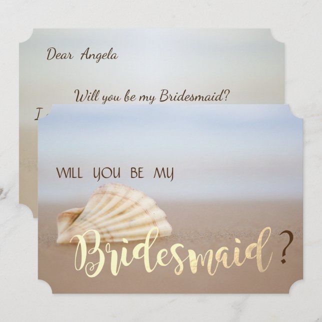 Beach Seashell  Bridesmaid Card (Front/Back)