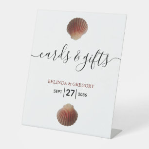 Beach Seashell Clams Wedding Cards & Gifts Pedestal Sign