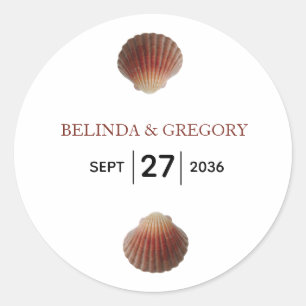 Beach Seashell Clams Wedding Classic Round Sticker