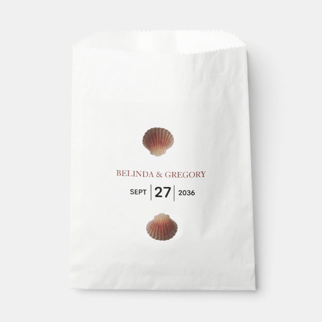 Beach Seashell Clams Wedding  Favour Bags (Front)