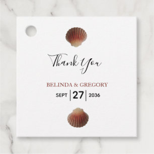 Beach Seashell Clams Wedding Gift Favour Tags