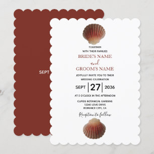 Beach Seashell Clams Wedding Invitations