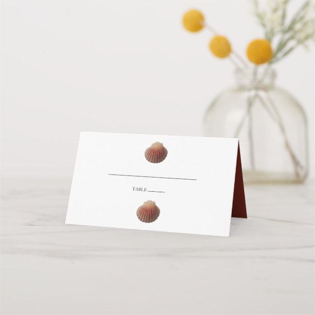 Beach Seashell Clams Wedding Place Card (Front)