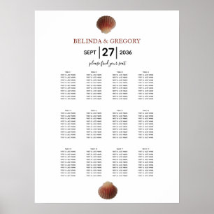 Beach Seashell Clams Wedding Seating Chart