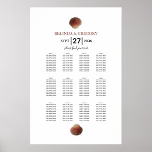 Beach Seashell Clams Wedding Seating Chart