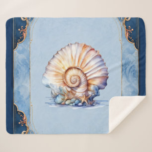 Beach seashell coastal resort hotel bedding sherpa blanket