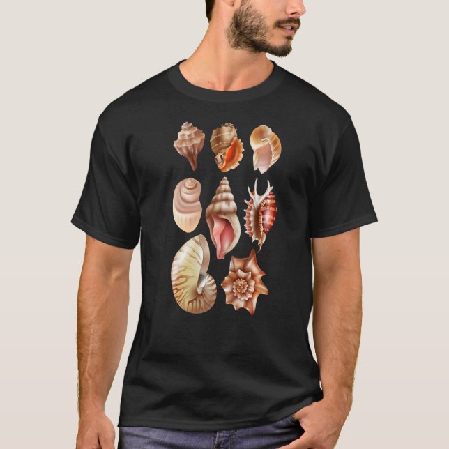 Beach Seashell Collector Shelling Seashells T-Shirt (Front)