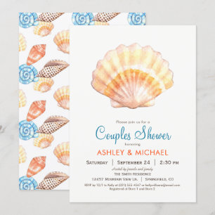 Beach Seashell Couples Shower Invitation