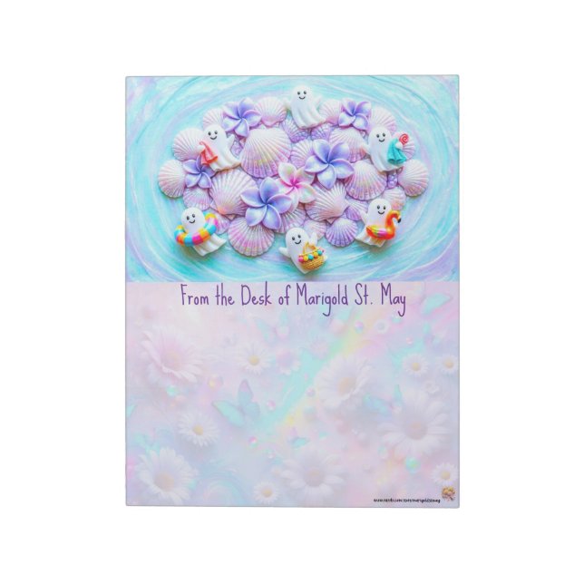 Beach Seashell Ghost Summerween Notepad (Rotated)
