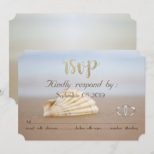 Beach Seashell, Hearts RSVP Invitation