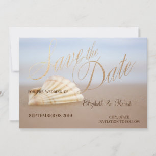 Beach Seashell, Hearts  Save The Date