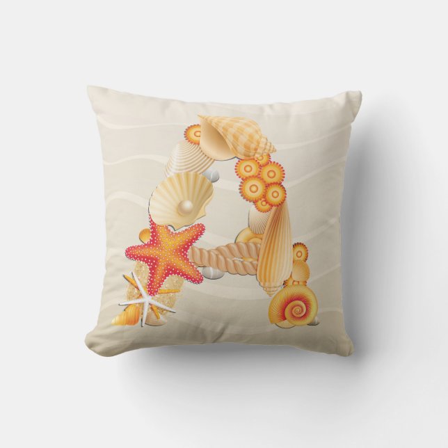 Beach Seashell Monogram Pillow - SRF (Front)