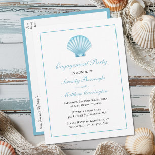 Beach Seashell Nautical Wedding Engagement Party Invitation Postcard