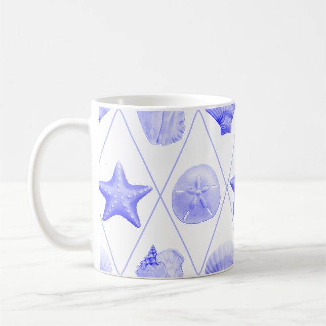 Beach Seashell Pattern Coffee Mug (Left)