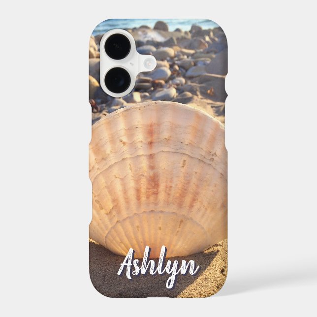 Beach Seashell Photo Custom Name Script Bold (Back)