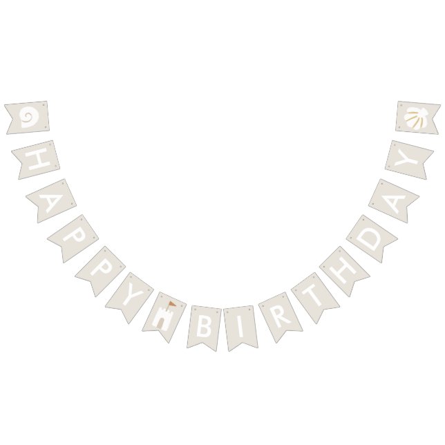 Beach Seashell Sandcastle Starfish Happy Birthday Bunting (All)