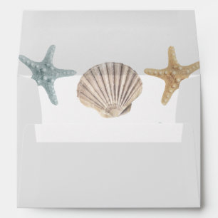 Beach Seashell Starfish Pastel Grey Return Address Envelope