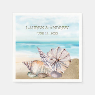 Beach Seashell   Tropical Island Nautical Wedding Napkin